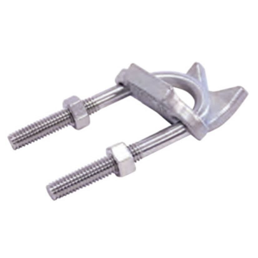 Calbrite S60500RA00 2-Hole Right Angle Beam Clamp, 1/2 in Conduit, 0.27 in THK Flange, 316 Stainless Steel, Polished